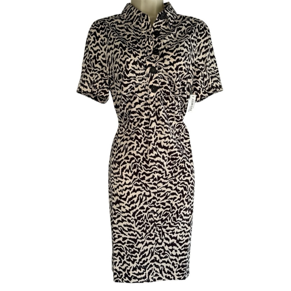Lark & Ro Zebra Print Short sleeve dress 6 NWT